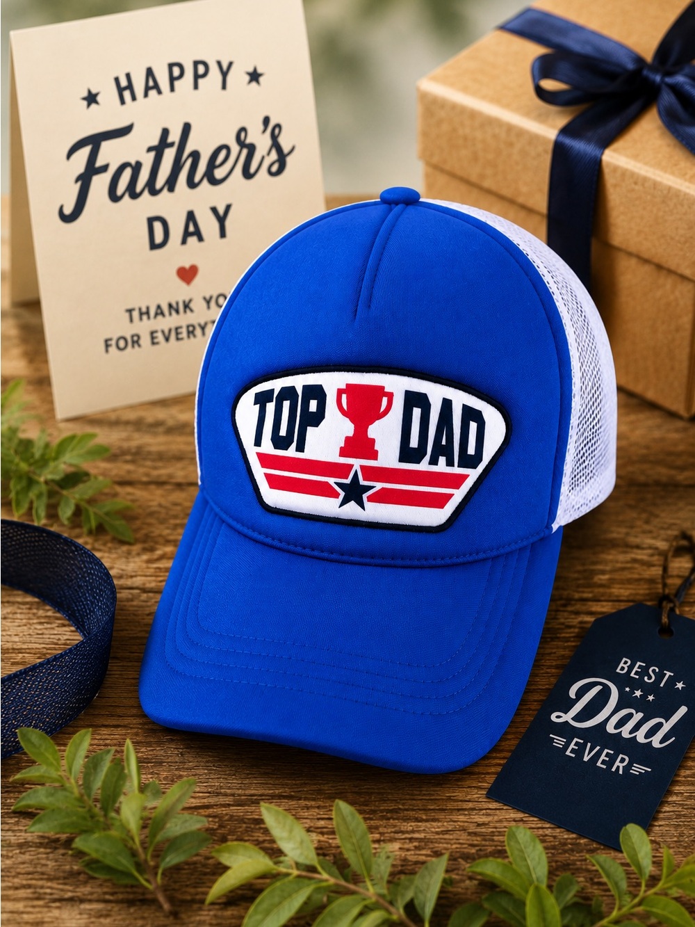 NWT Top Dad Patriotic Top Gun Themed Trucker Hat Mesh Snapback Father’s Day Cap
